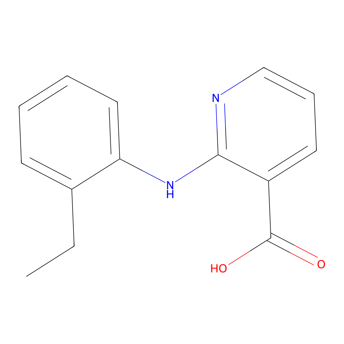 3-Pyridinecarboxylic acid, 2-[(2-ethylphenyl)amino]- molecular structure, CAS 55285-31-9