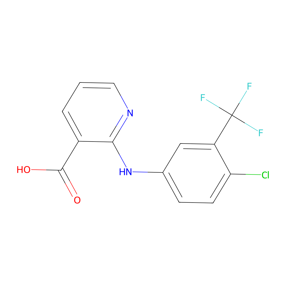 2-[4-Chloro-3-(trifluoromethyl)anilino]pyridine-3-carboxylic acid molecular structure, CAS 55285-39-7