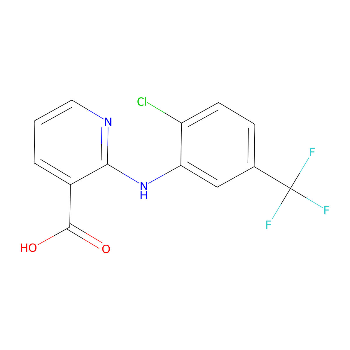 2-[2-Chloro-5-(trifluoromethyl)anilino]pyridine-3-carboxylic acid molecular structure, CAS 55285-40-0