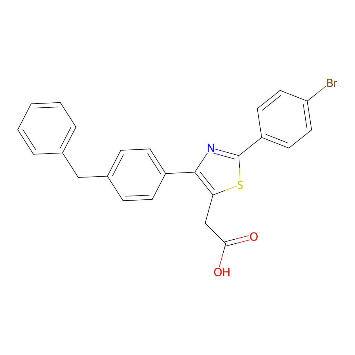 [4-(4-Benzylphenyl)-2-(4-bromophenyl)-1,3-thiazol-5-yl]acetic acid molecular structure, CAS 552854-91-8