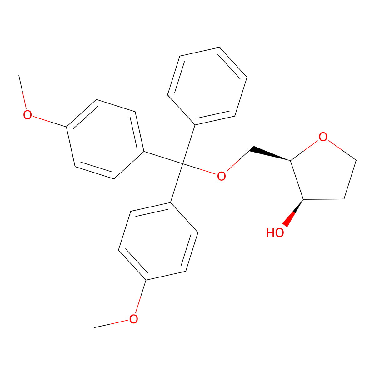 (2R,3R)-2-((Bis(4-methoxyphenyl)(phenyl)methoxy)methyl)tetrahydrofuran-3-ol molecular structure, CAS 552859-22-0