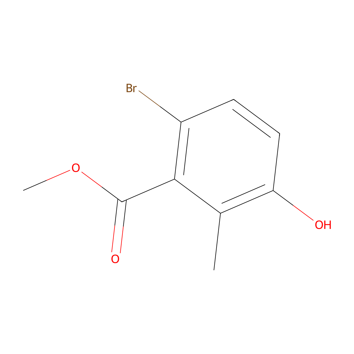 Methyl 6-bromo-3-hydroxy-2-methylbenzoate molecular structure, CAS 55289-15-1