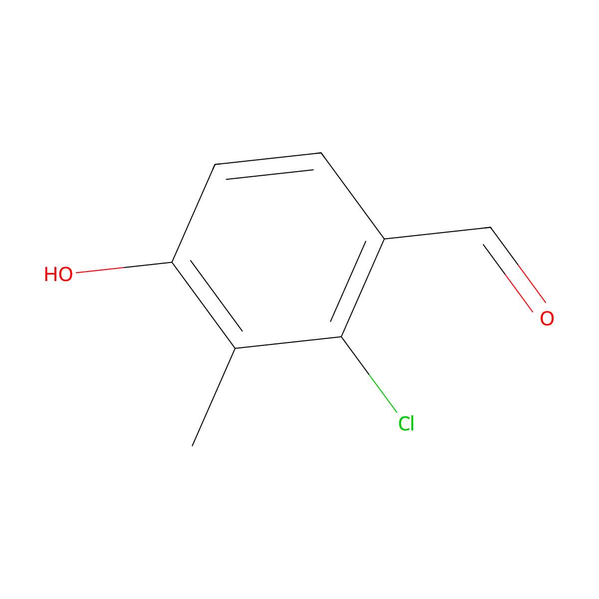 Benzaldehyde, 2-chloro-4-hydroxy-3-methyl- molecular structure, CAS 55289-24-2