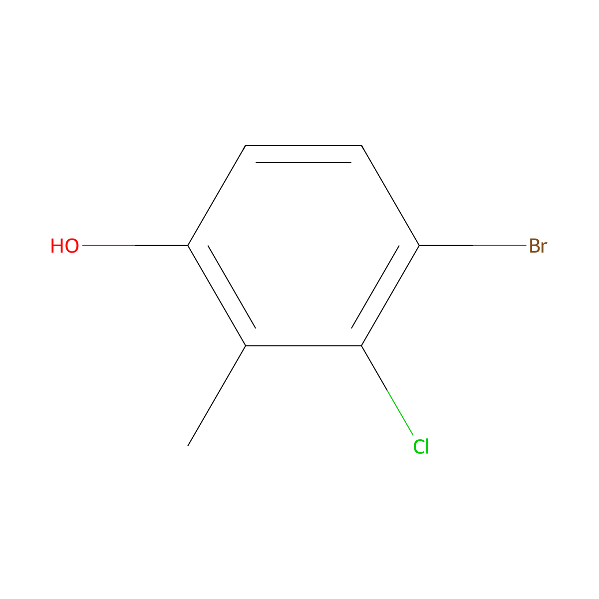 4-Bromo-3-chloro-2-methylphenol molecular structure, CAS 55289-31-1