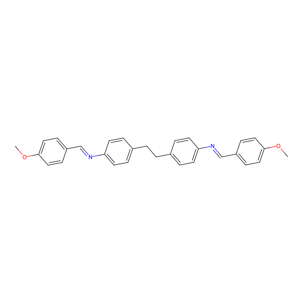 Benzenamine, 4,4'-(1,2-ethanediyl)bis(N-((4-methoxyphenyl)methylene)- molecular structure, CAS 55290-05-6