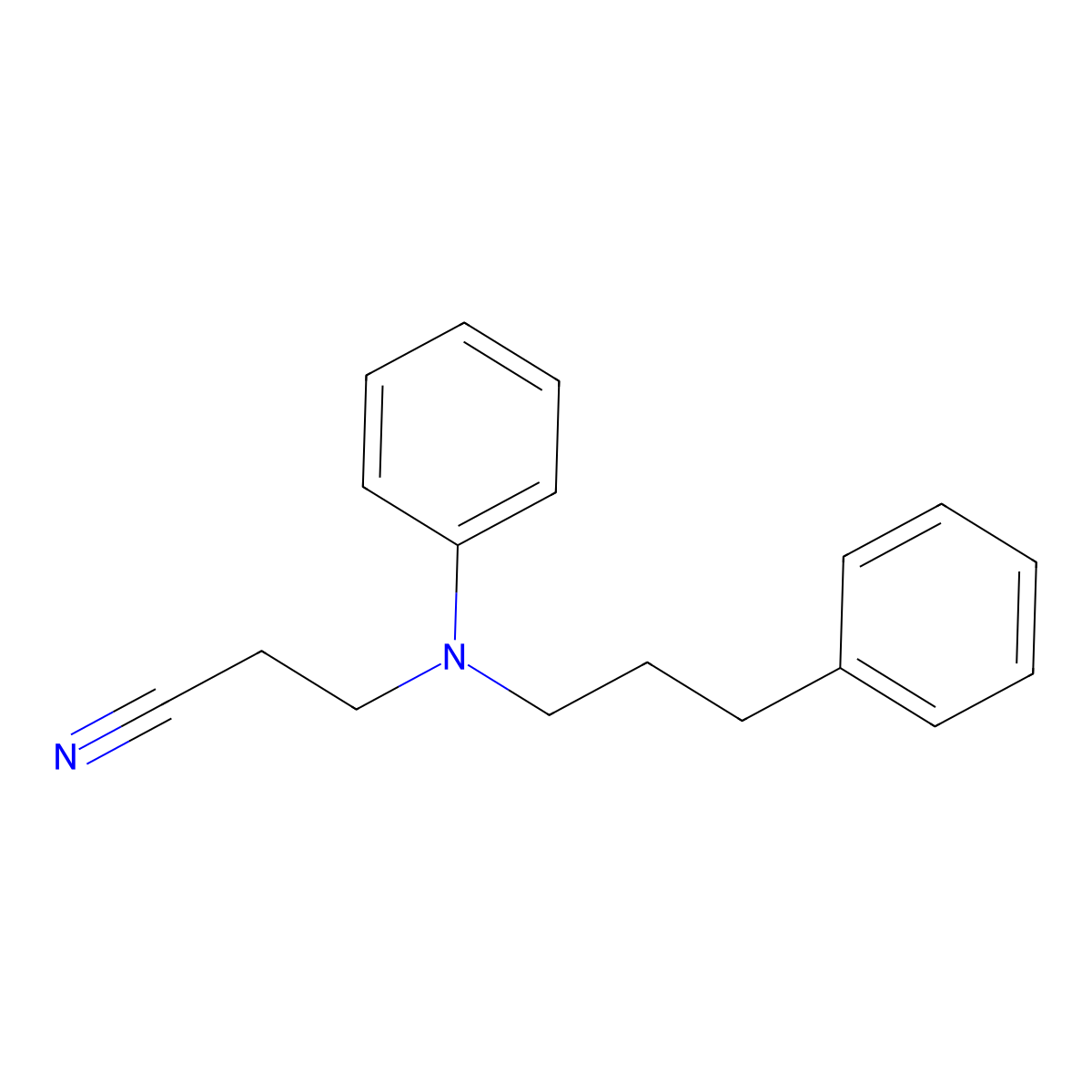 3-(Phenyl(3-phenylpropyl)amino)propiononitrile molecular structure, CAS 55296-92-9
