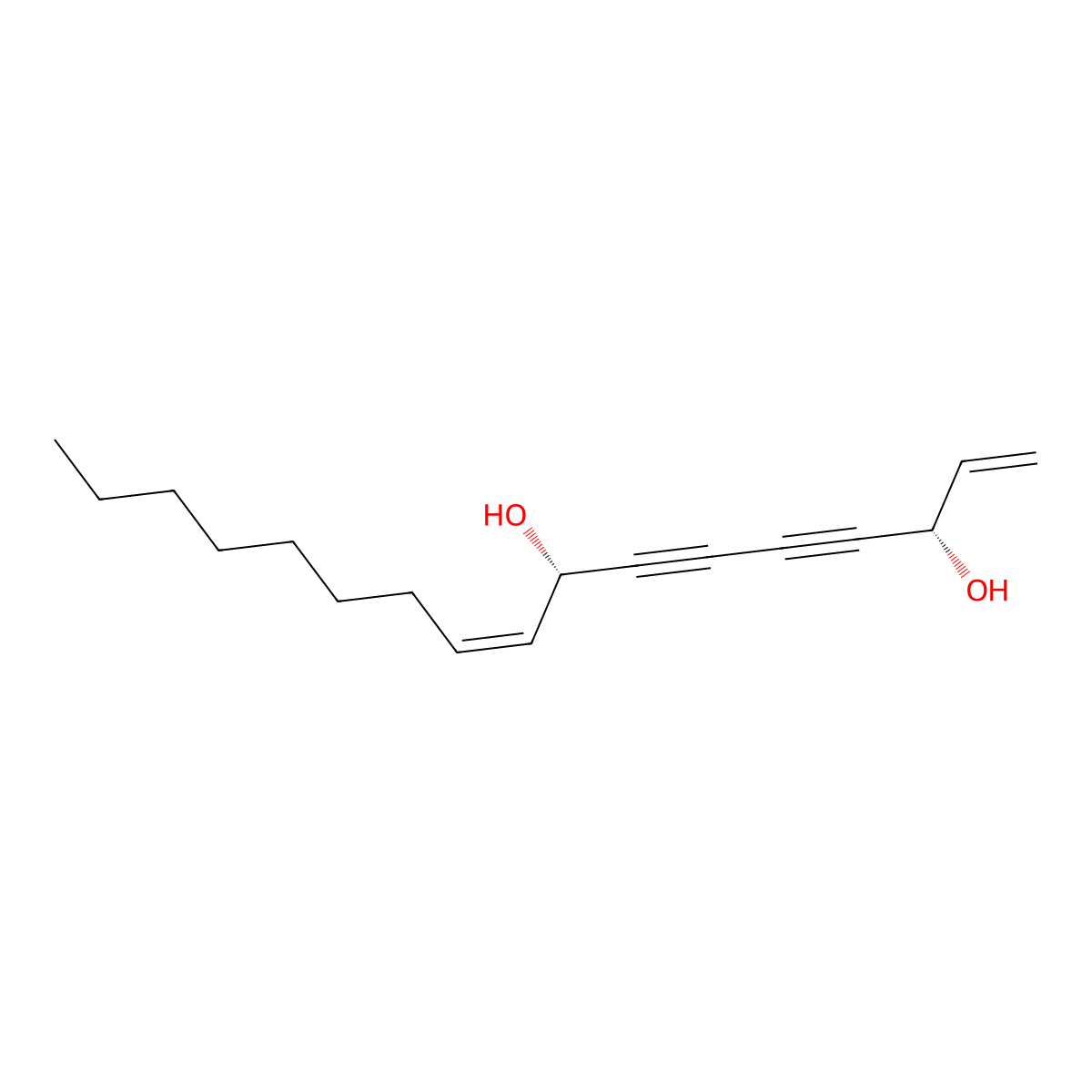 1,9-Heptadecadiene-4,6-diyne-3,8-diol molecular structure, CAS 55297-87-5