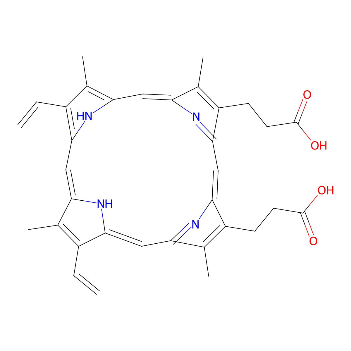 protoporphyrin IX molecular structure, CAS 553-12-8