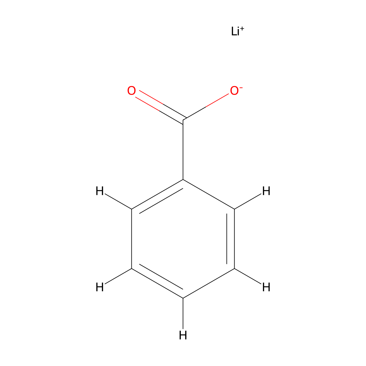 lithium benzoate molecular structure, CAS 553-54-8