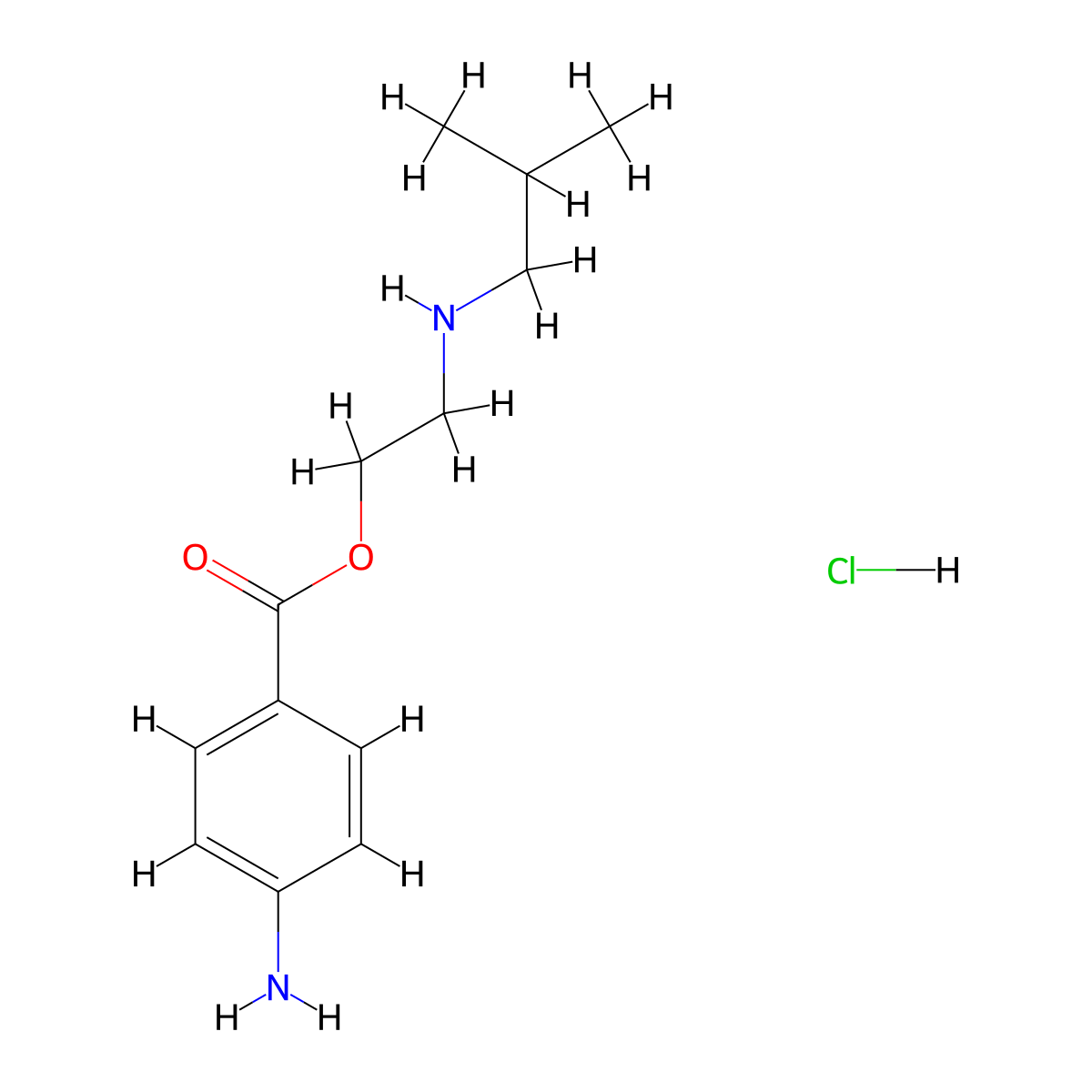Ethanol, 2-((2-methylpropyl)amino)-, 1-(4-aminobenzoate), hydrochloride (1:1) molecular structure, CAS 553-68-4