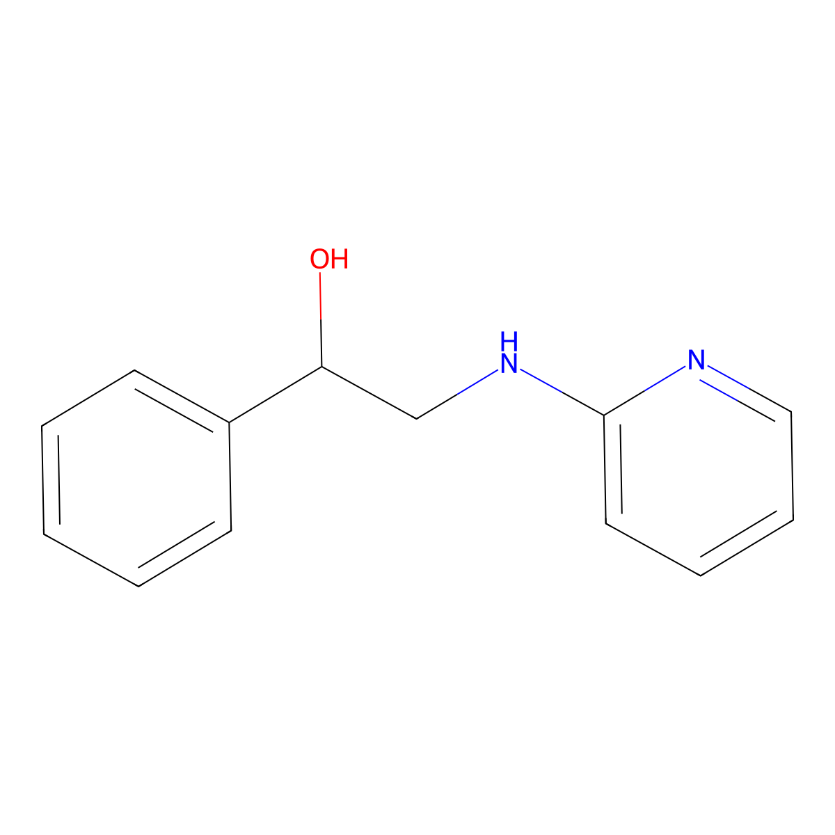 alpha-((2-Pyridinylamino)methyl)benzenemethanol molecular structure, CAS 553-69-5