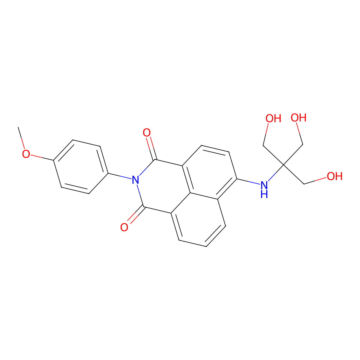 6-[[1,3-Dihydroxy-2-(hydroxymethyl)propan-2-yl]amino]-2-(4-methoxyphenyl)benzo[de]isoquinoline-1,3-dione molecular structure, CAS 5530-54-1