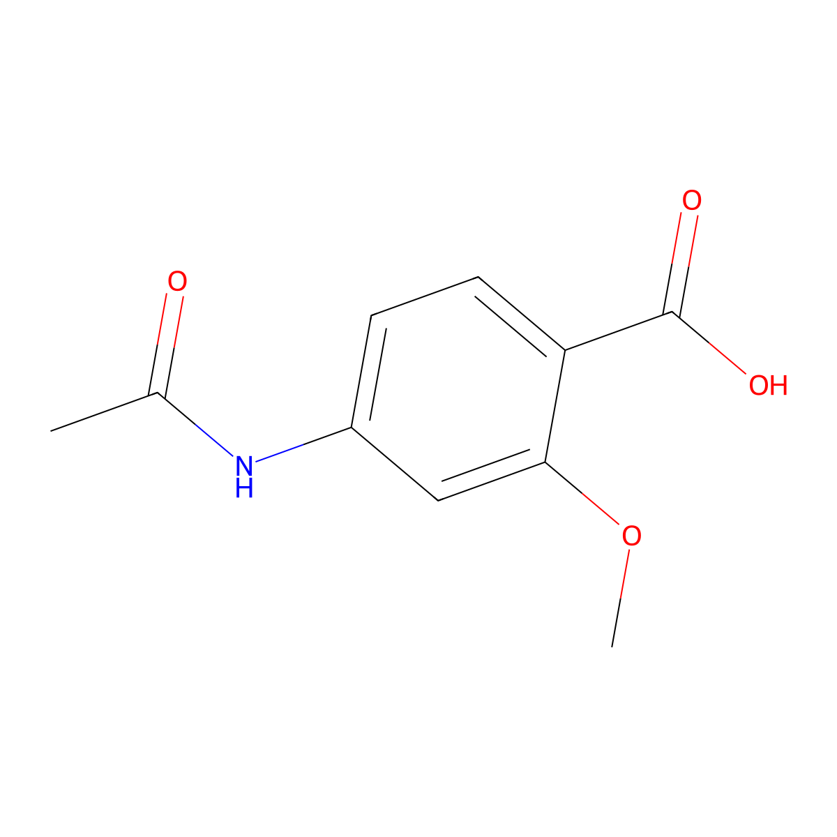 4-Acetamido-2-methoxybenzoic acid molecular structure, CAS 55304-05-7
