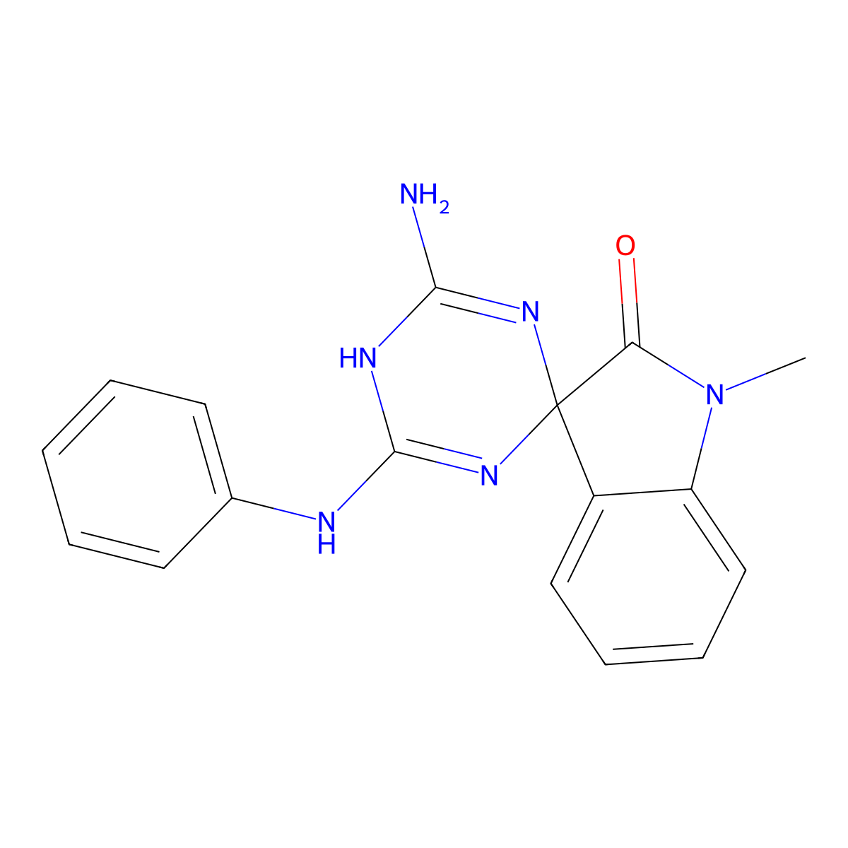 4'-amino-1-methyl-6'-(phenylamino)-5'H-spiro[indole-3,2'-[1,3,5]triazin]-2(1H)-one molecular structure, CAS 55307-41-0