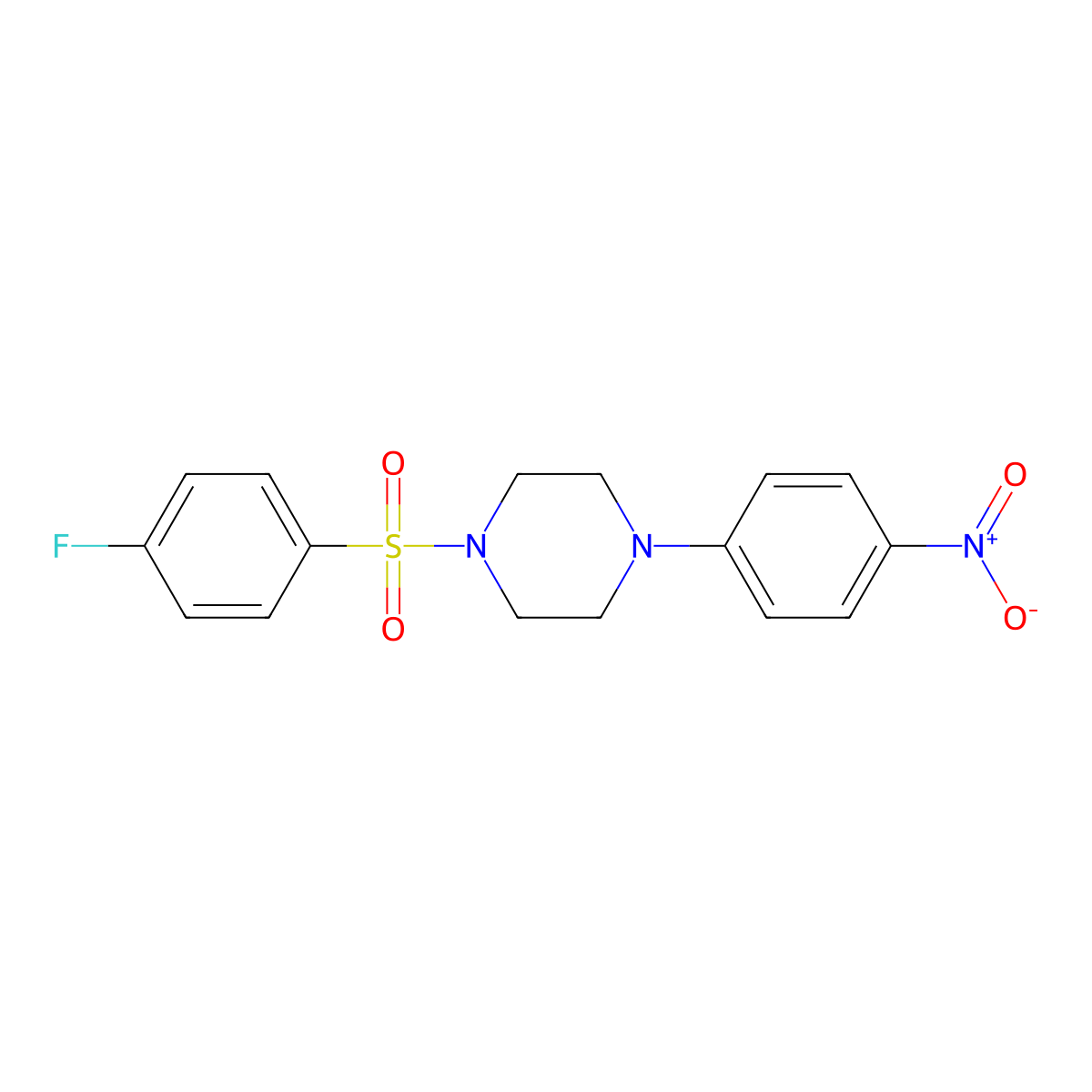 1-(4-Fluorophenyl)sulfonyl-4-(4-nitrophenyl)piperazine molecular structure, CAS 5531-92-0