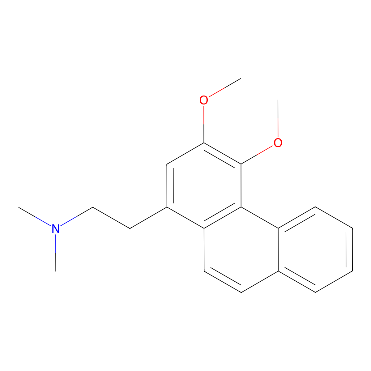 3,4-Dimethoxy-N,N-dimethyl-1-phenanthreneethanamine molecular structure, CAS 5531-98-6