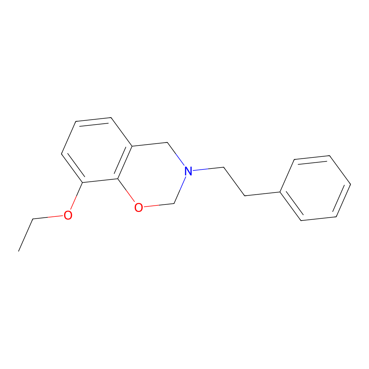 2H-1,3-Benzoxazine, 3,4-dihydro-8-ethoxy-3-(2-phenylethyl)- molecular structure, CAS 55311-24-5