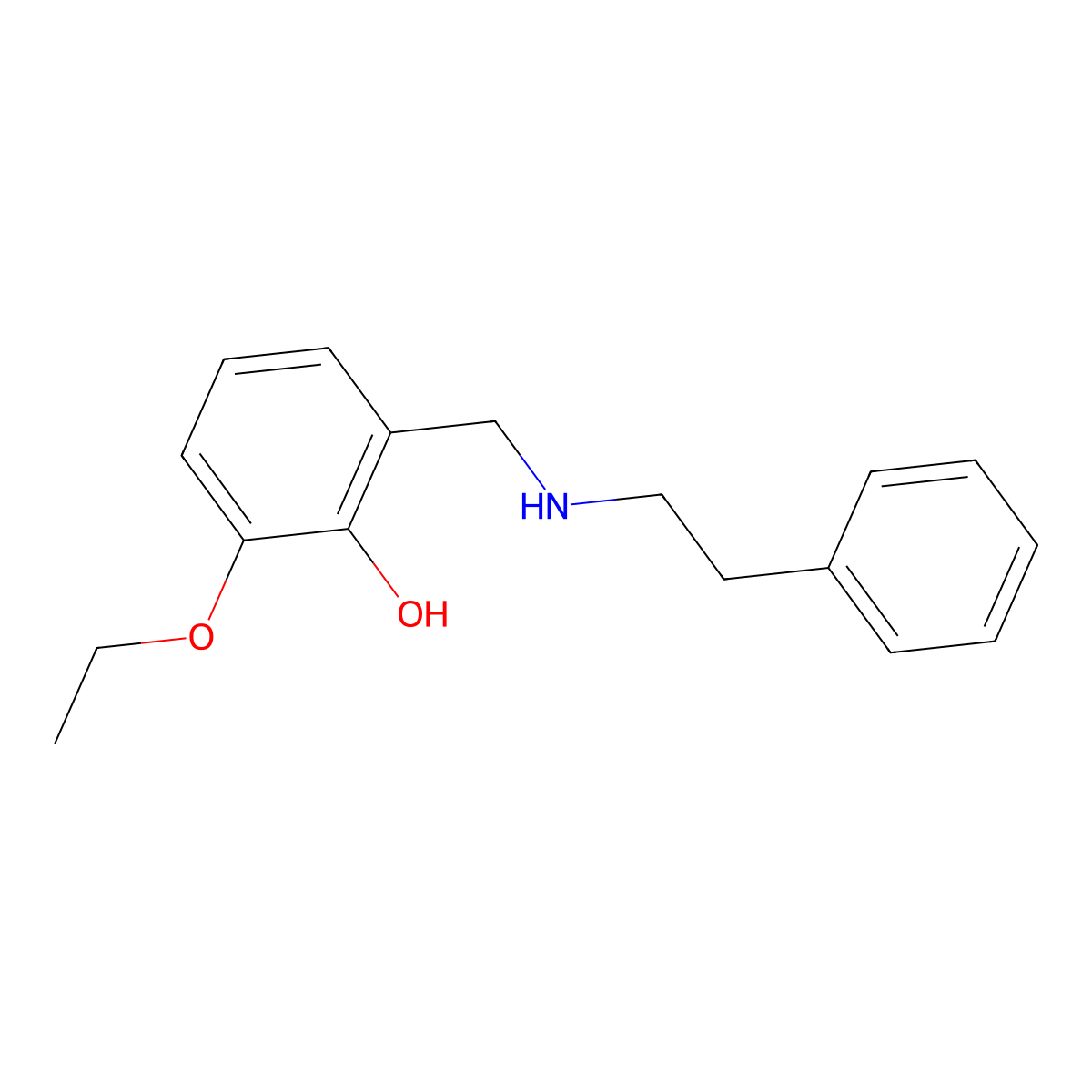 Phenol, 2-ethoxy-6-(((2-phenylethyl)amino)methyl)- molecular structure, CAS 55311-34-7
