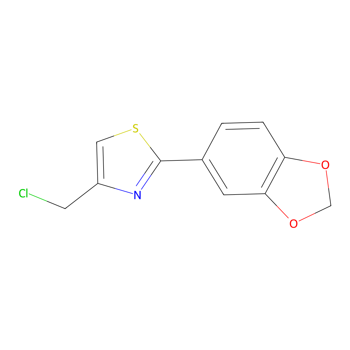 2-(1,3-Benzodioxol-5-yl)-4-(chloromethyl)-1,3-thiazole molecular structure, CAS 55315-33-8