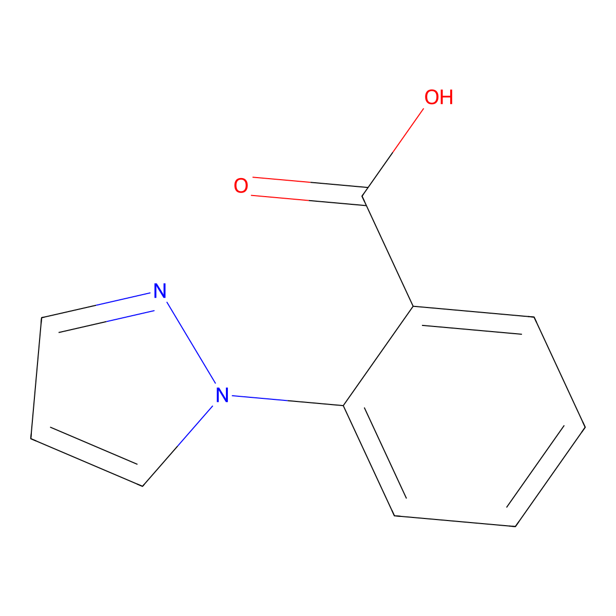 2-Pyrazolylbenzoic acid molecular structure, CAS 55317-53-8