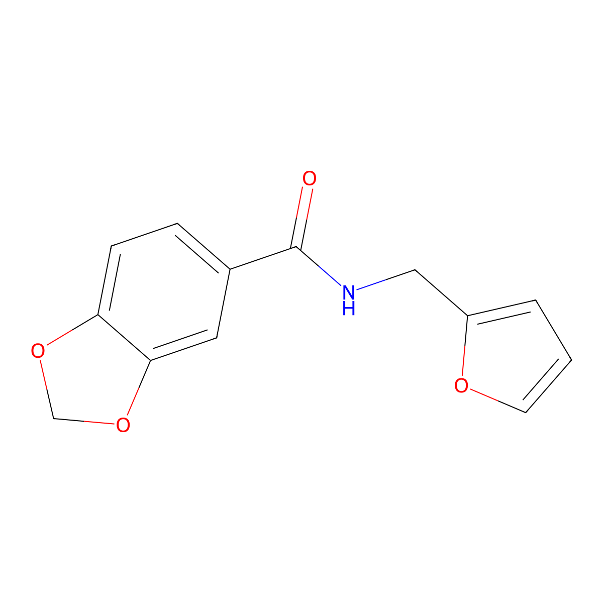 N-(furan-2-ylmethyl)-1,3-benzodioxole-5-carboxamide molecular structure, CAS 5532-96-7