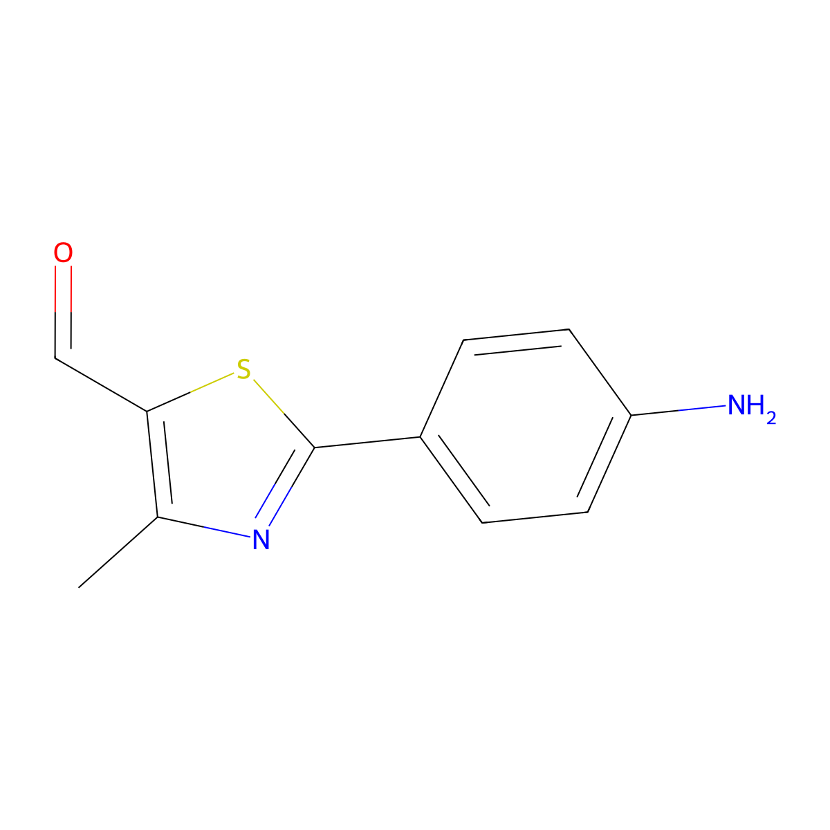 2-(4-Aminophenyl)-4-methyl-5-thiazolecarboxaldehyde molecular structure, CAS 55327-24-7