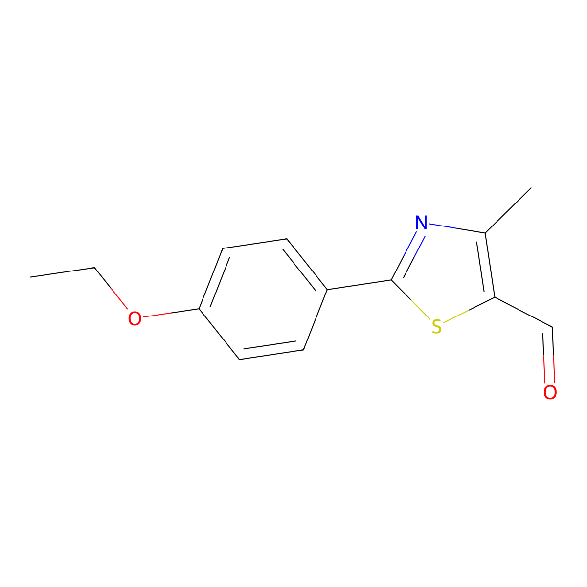 5-Thiazolecarboxaldehyde, 2-(4-ethoxyphenyl)-4-methyl- molecular structure, CAS 55327-26-9