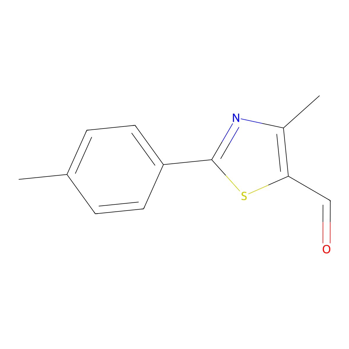 5-Thiazolecarboxaldehyde, 4-methyl-2-(4-methylphenyl)- molecular structure, CAS 55327-28-1