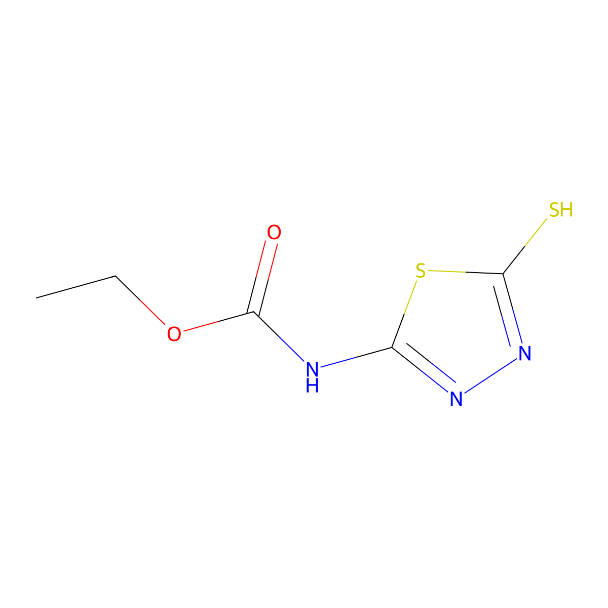 ethyl N-(5-sulfanyl-1,3,4-thiadiazol-2-yl)carbamate molecular structure, CAS 55327-40-7