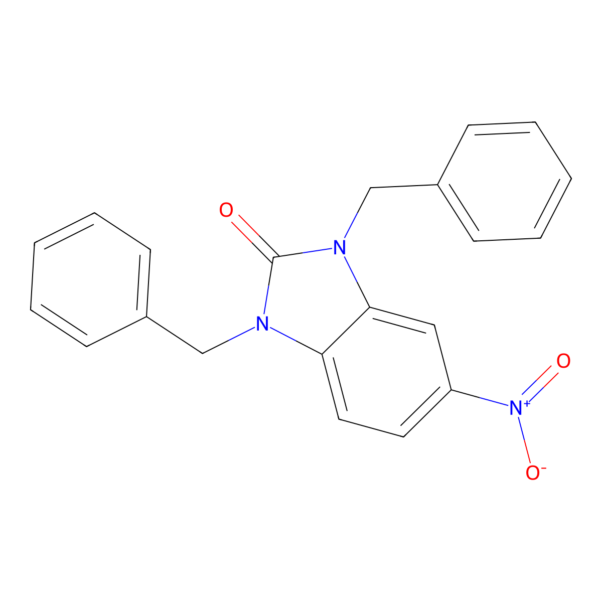 1,3-dibenzyl-5-nitro-1,3-dihydro-2H-benzo[d]imidazol-2-one molecular structure, CAS 55327-66-7