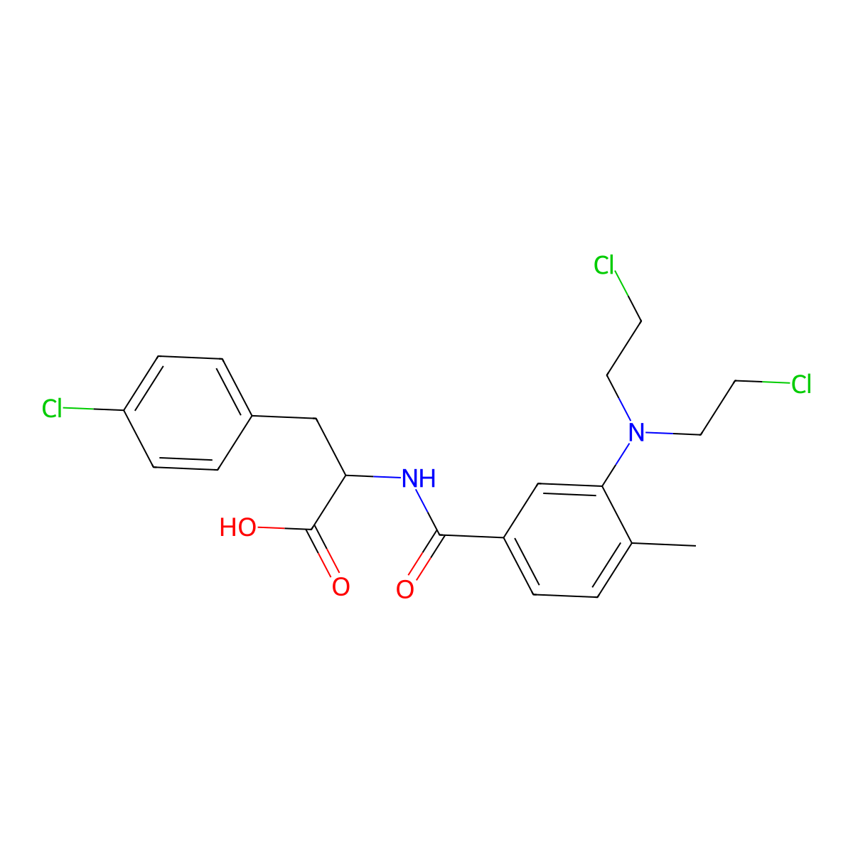 Alanine, N-(3-(bis(2-chloroethyl)amino)-4-methylbenzoyl)-3-(p-chlorophenyl)-, DL- molecular structure, CAS 55327-79-2