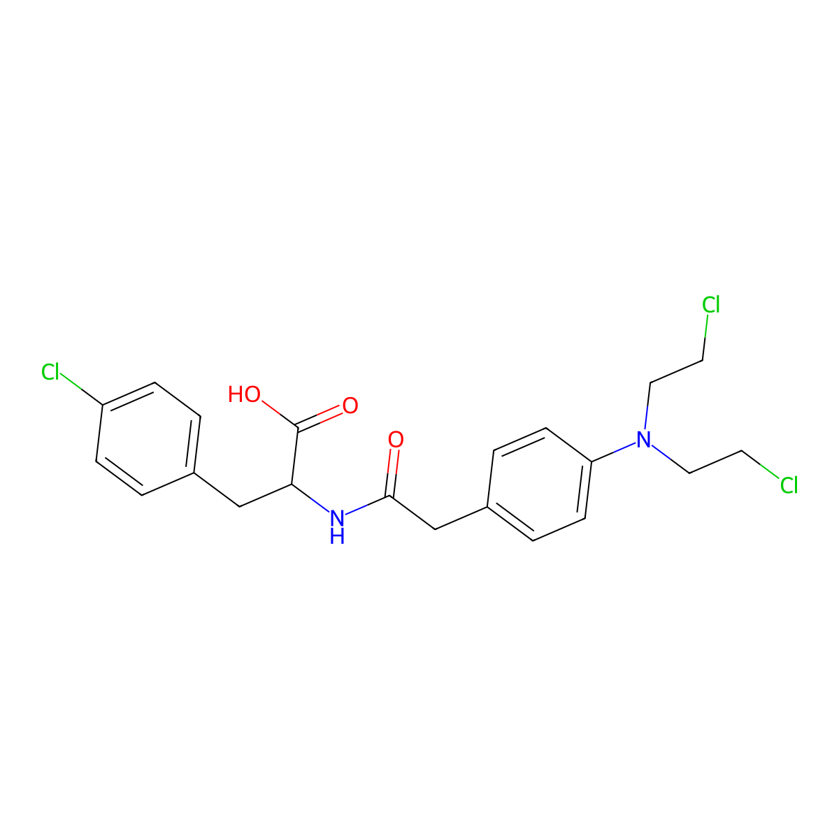 Alanine, N-((4-(bis(2-chloroethyl)amino)phenyl)acetyl)-3-(p-chlorophenyl)-, DL- molecular structure, CAS 55327-81-6