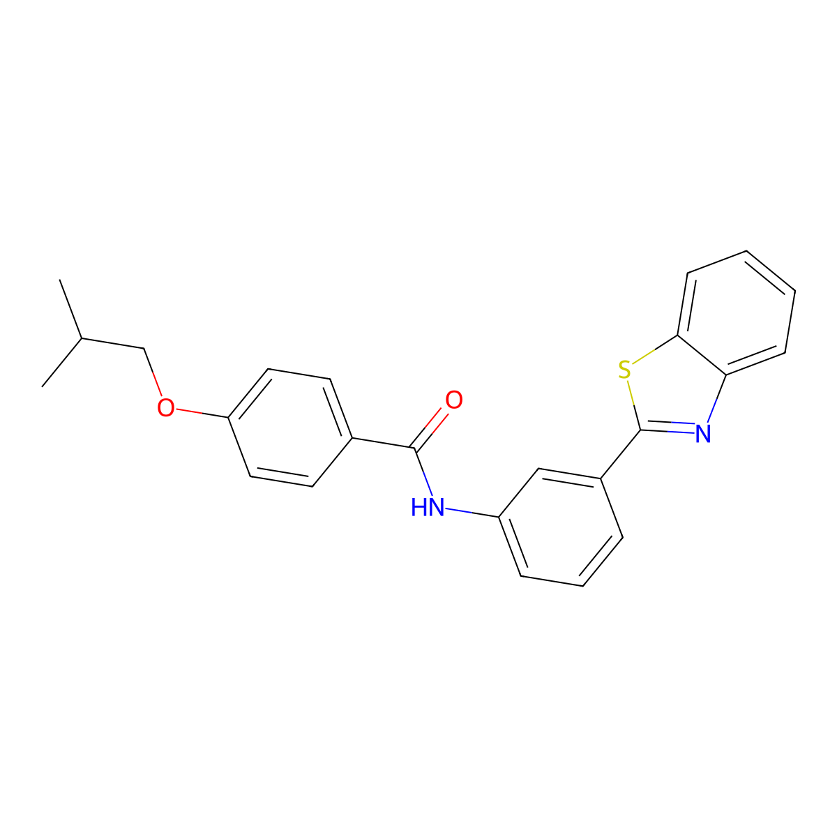 N-[3-(1,3-benzothiazol-2-yl)phenyl]-4-(2-methylpropoxy)benzamide molecular structure, CAS 5533-14-2
