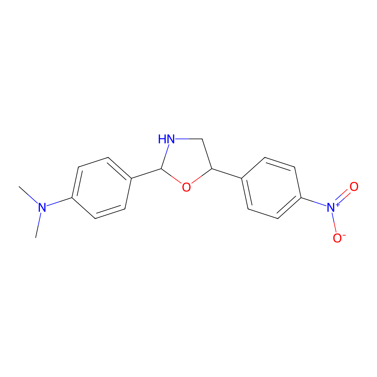 N,N-dimethyl-4-[5-(4-nitrophenyl)-1,3-oxazolidin-2-yl]aniline molecular structure, CAS 5533-93-7