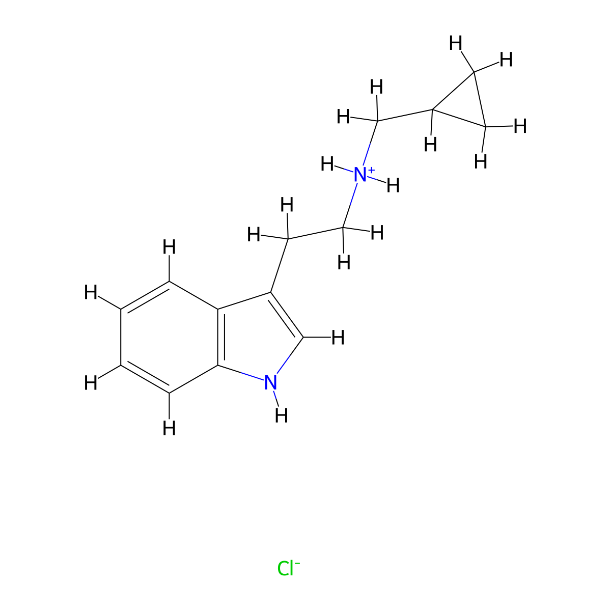 N-(Cyclopropylmethyl)-2-(1H-indol-3-yl)ethan-1-amine--hydrogen chloride (1/1) molecular structure, CAS 55330-13-7