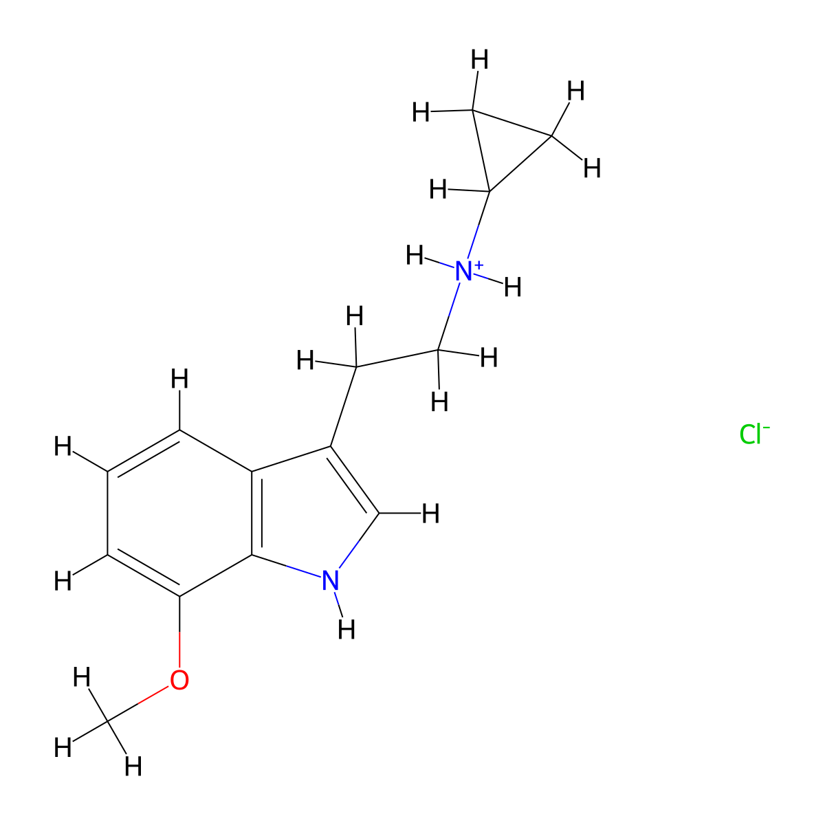 Indole, 3-(2-cyclopropylamino)ethyl-7-methoxy-, monohydrochloride molecular structure, CAS 55330-19-3
