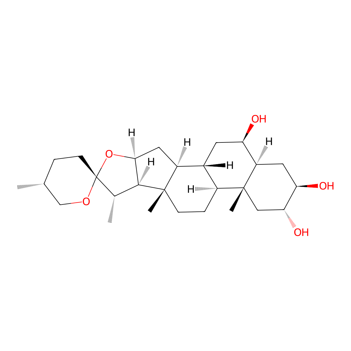 Spirostan-2,3,6-triol, (2alpha,3beta,5alpha,6beta,25R)- molecular structure, CAS 55332-76-8