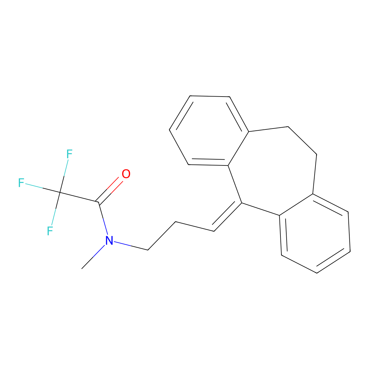 Acetamide, N-[3-(10,11-dihydro-5H-dibenzo[a,d]cyclohepten-5-ylidene)propyl]-2,2,2-trifluoro-N-methyl- molecular structure, CAS 55334-12-8