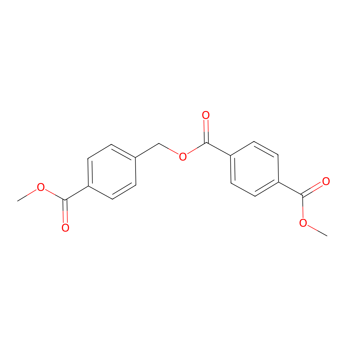 1,4-Benzenedicarboxylic acid, 1-[[4-(methoxycarbonyl)phenyl]methyl] 4-methyl ester molecular structure, CAS 55334-51-5
