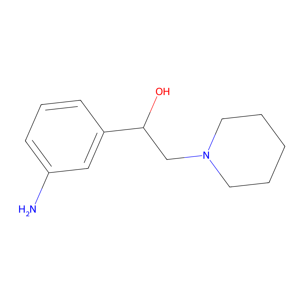 1-(3-Aminophenyl)-2-(piperidin-1-yl)ethan-1-ol molecular structure, CAS 55338-07-3