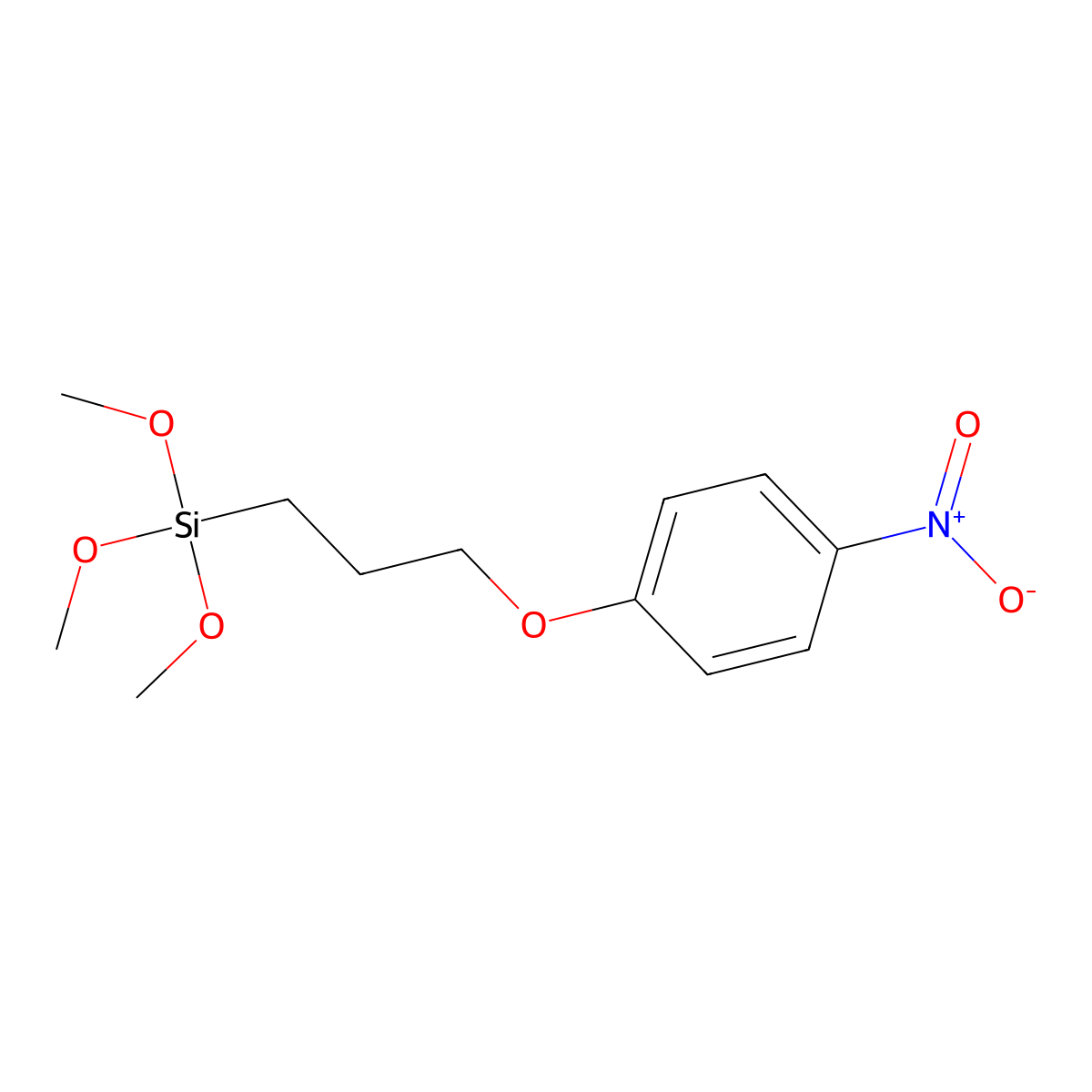 Trimethoxy(3-(4-nitrophenoxy)propyl)silane molecular structure, CAS 55339-45-2