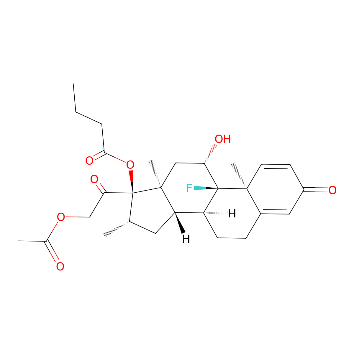[(8S,9R,10S,11S,13S,14S,16S,17R)-17-(2-acetyloxyacetyl)-9-fluoro-11-hydroxy-10,13,16-trimethyl-3-oxo-6,7,8,11,12,14,15,16-octahydrocyclopenta[a]phenanthren-17-yl] butanoate molecular structure, CAS 5534-01-0