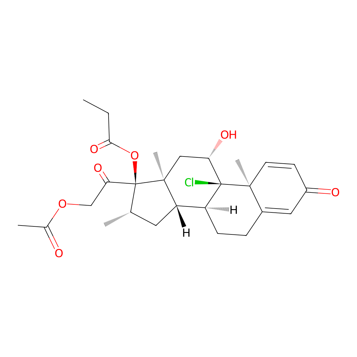 Beclomethasone 21-acetate 17-propionate molecular structure, CAS 5534-08-7