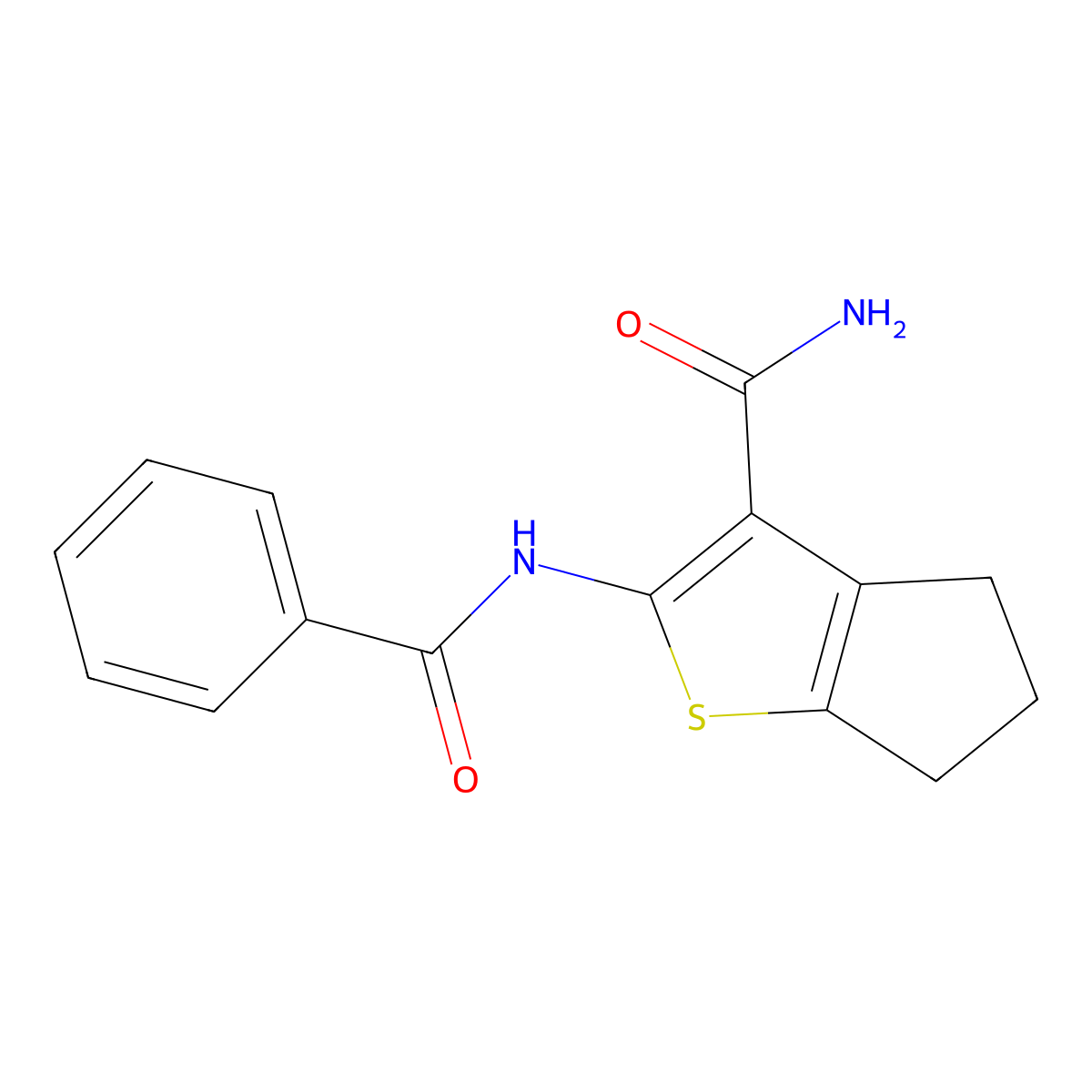 2-Benzoylamino-5,6-dihydro-4H-cyclopenta[b]thiophene-3-carboxylic acid amide molecular structure, CAS 5534-31-6