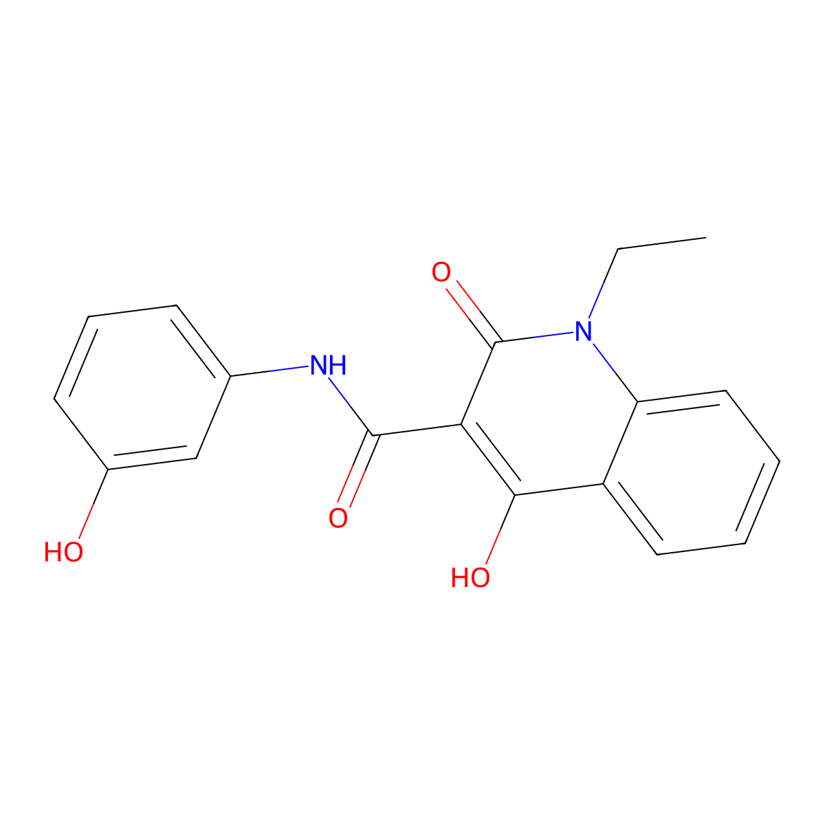 1-ethyl-4-hydroxy-N-(3-hydroxyphenyl)-2-oxo-1,2-dihydroquinoline-3-carboxamide molecular structure, CAS 5534-62-3