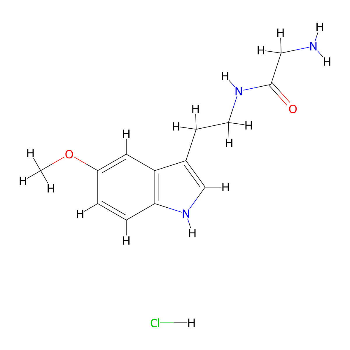 2-amino-N-[2-(5-methoxy-1H-indol-3-yl)ethyl]acetamide hydrochloride molecular structure, CAS 5534-87-2
