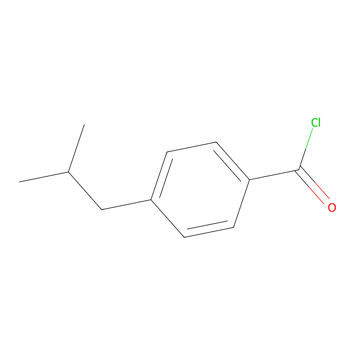 4-(2-Methylpropyl)benzoyl chloride molecular structure, CAS 55340-18-6