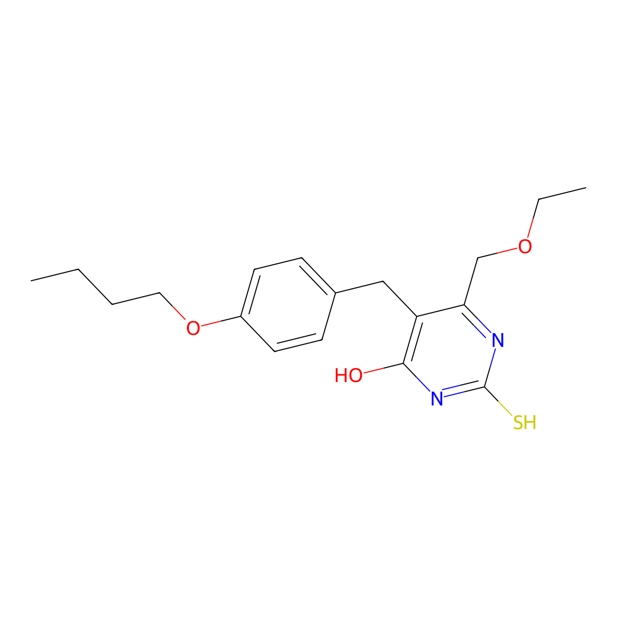 5-[(4-butoxyphenyl)methyl]-6-(ethoxymethyl)-2-sulfanylidene-1H-pyrimidin-4-one molecular structure, CAS 55342-47-7