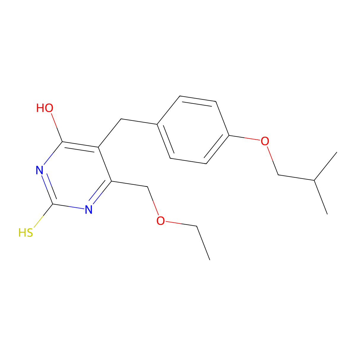 6-(ethoxymethyl)-5-[[4-(2-methylpropoxy)phenyl]methyl]-2-sulfanylidene-1H-pyrimidin-4-one molecular structure, CAS 55342-48-8