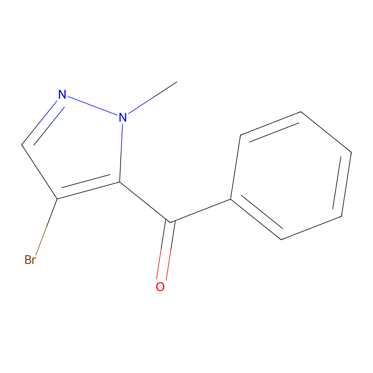 Pyrazole, 5-benzoyl-4-bromo-1-methyl- molecular structure, CAS 55342-96-6